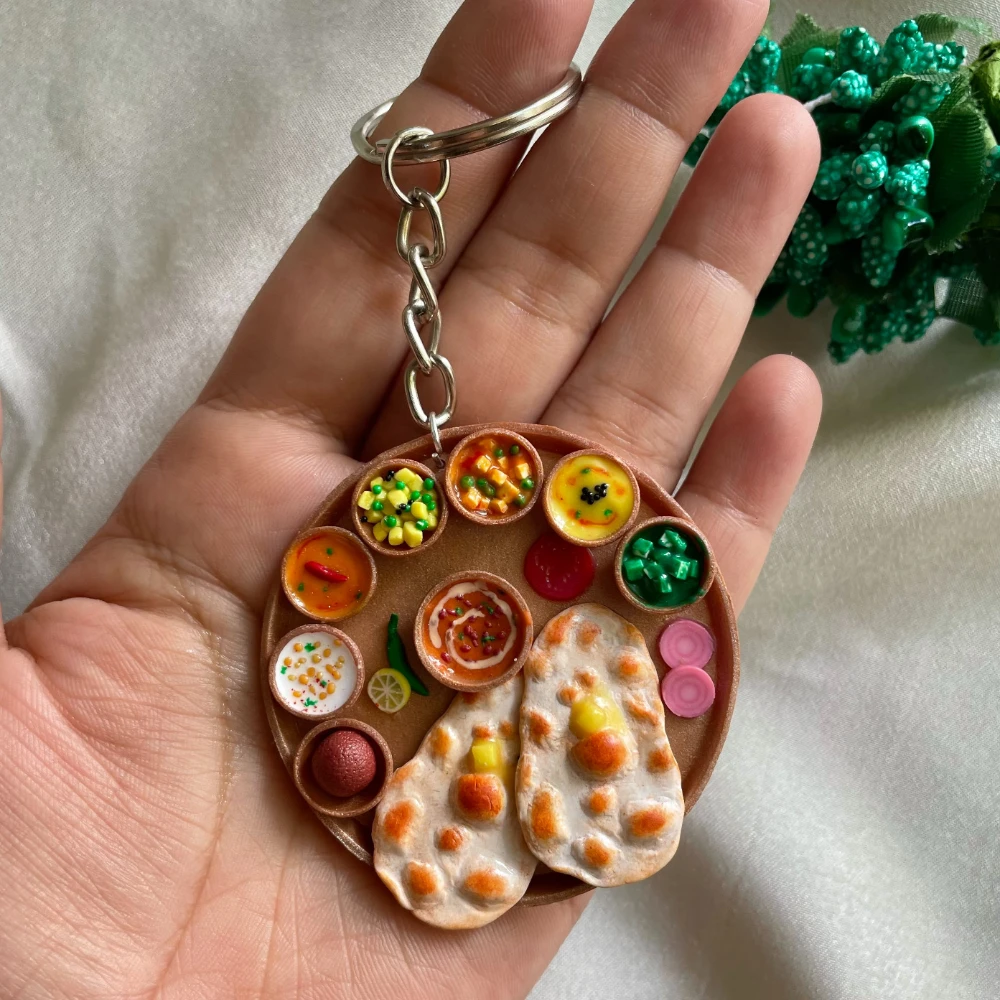 Miniature North Indian Thali Keychain