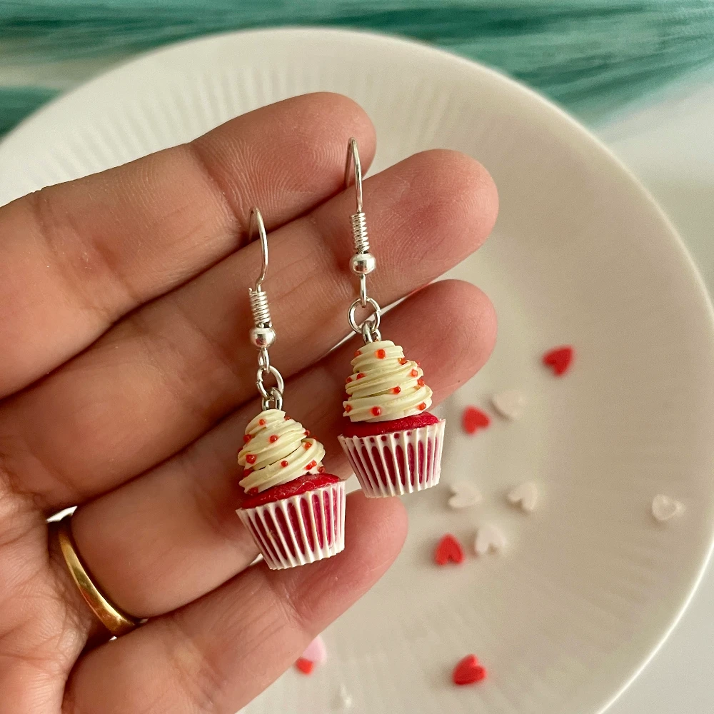 Miniature Red Velvet Cupcake Earrings