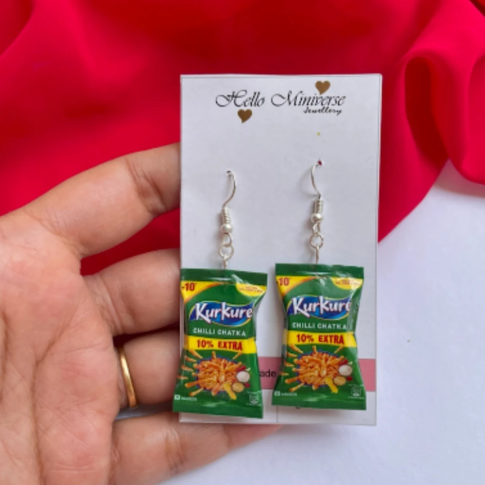 Miniature Chilli Chatka Kurkure Earrings