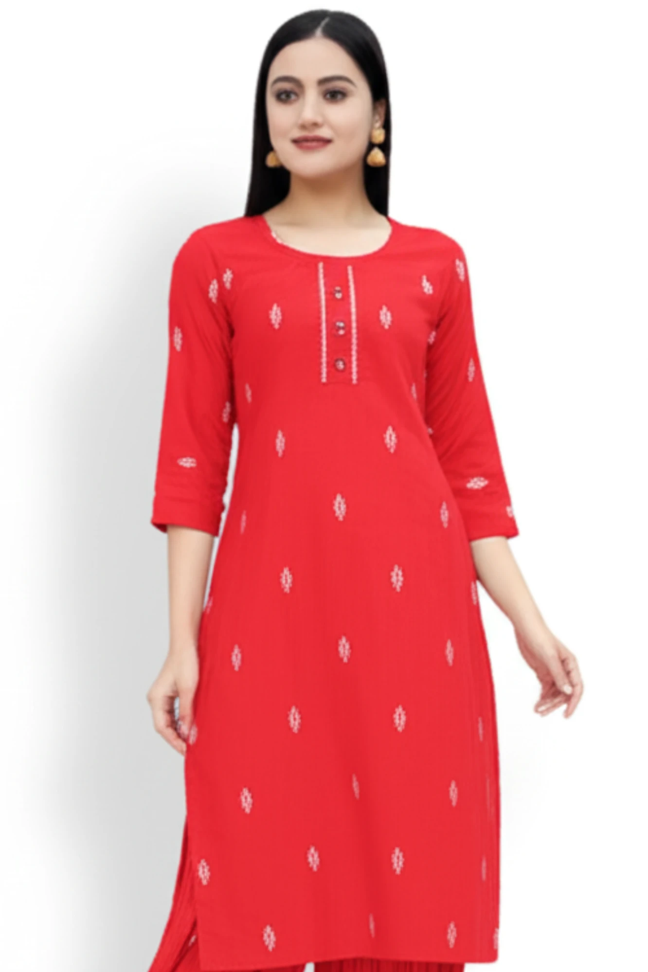 Girls kurti pant said formal look (Red)