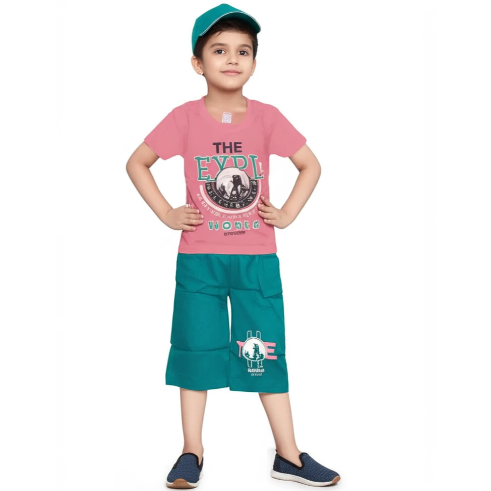 Baby boy t-shirt and Capri soft fabric (Red, wine, coffee,   maroon,  chiku/1,  2, 3, 4)