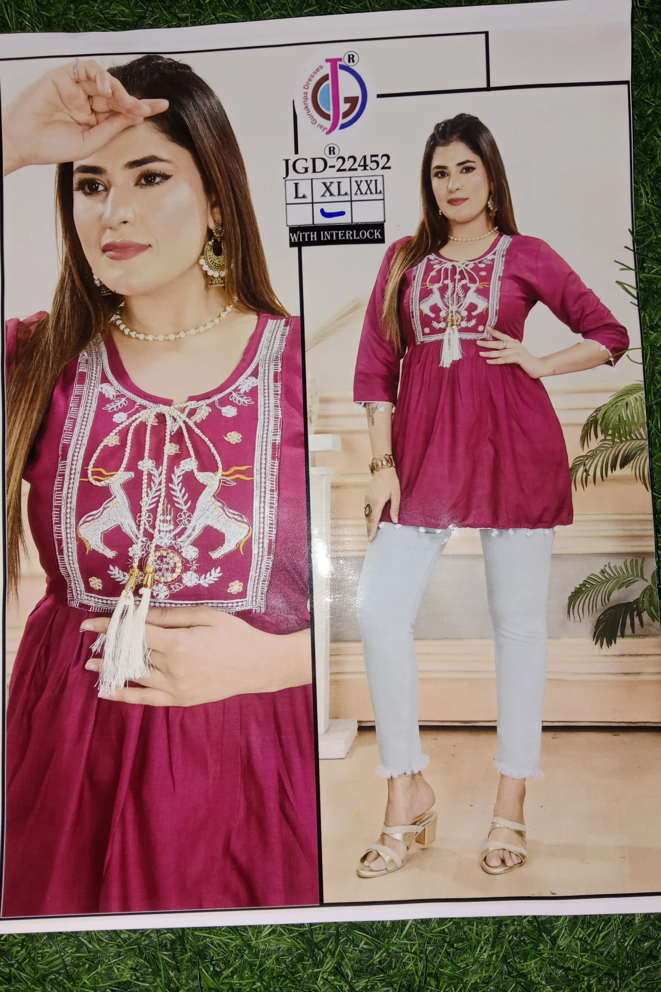 Short kurta trending round pattern cotton fabric