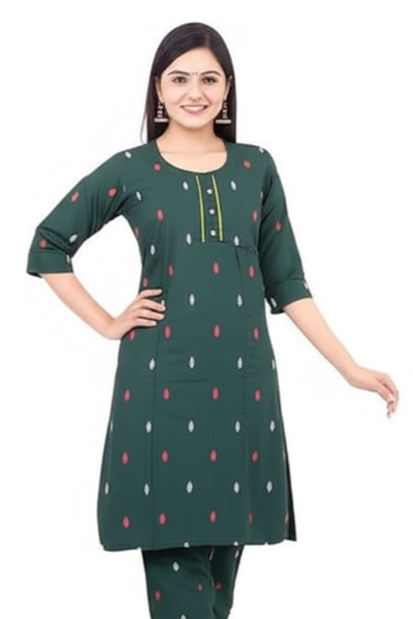 Girls kurti pant said formal look (green)