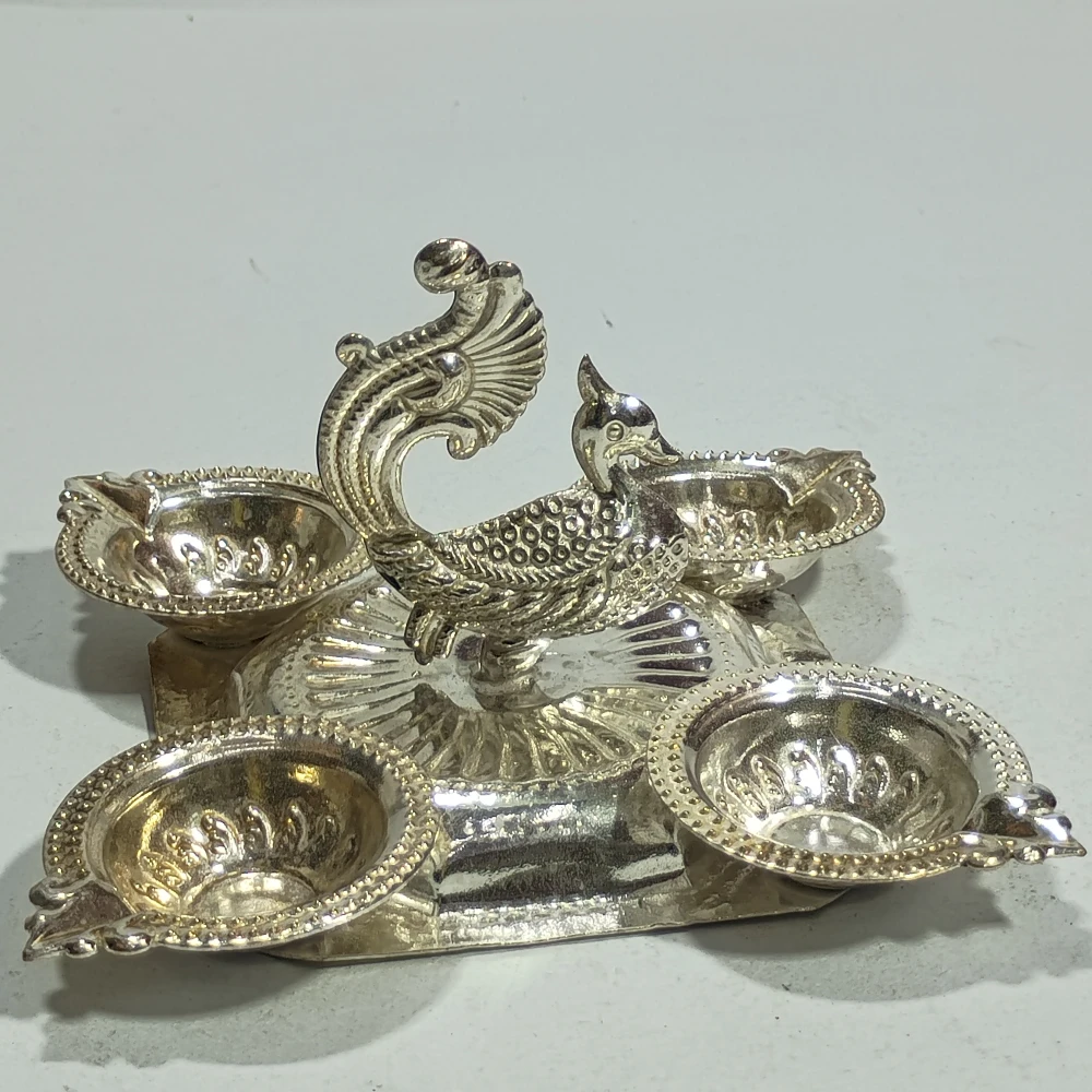 Four Diya with Peacock-2.5No-Z09837