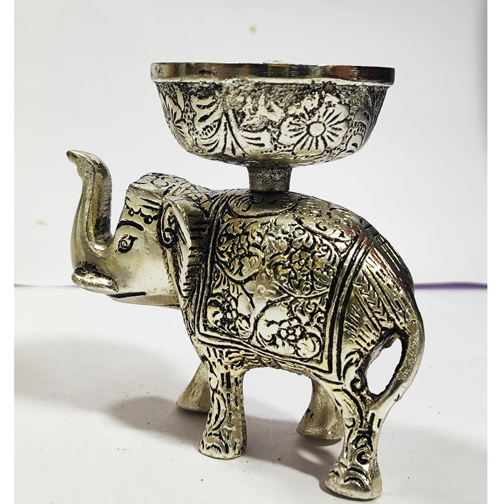 Elephant with Akhand Diya-4No-Z12857