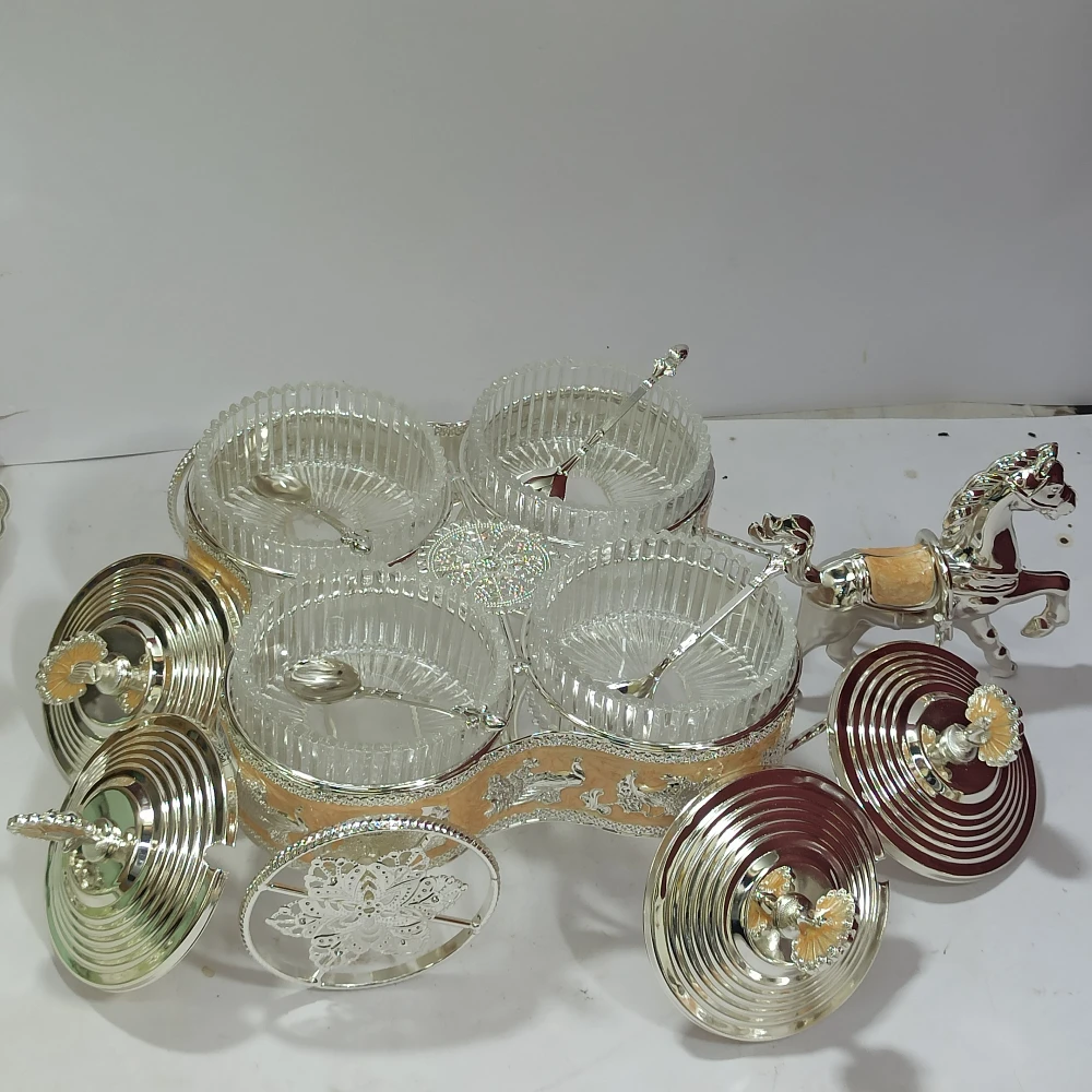 Dry Fruit Container with Horse Cart-16No-Z13169