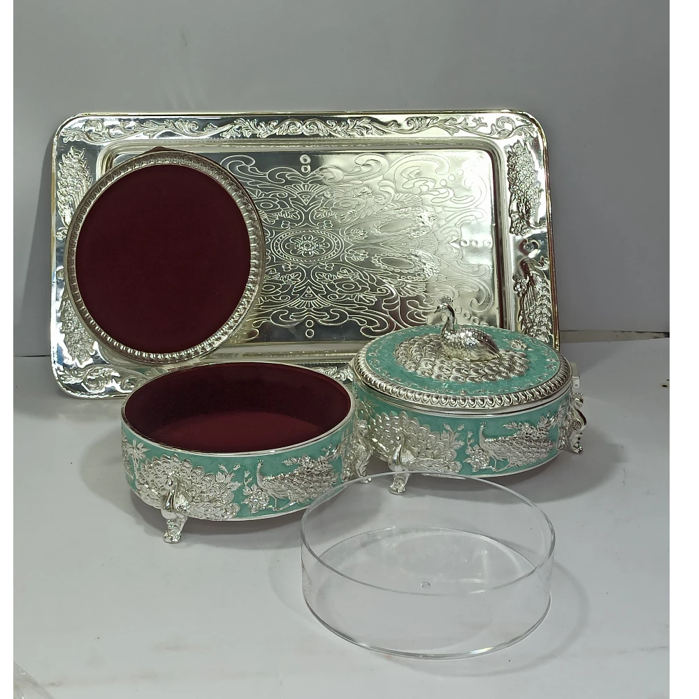 Two Dry Fruits Containers with Tray-15.5No-Z13030