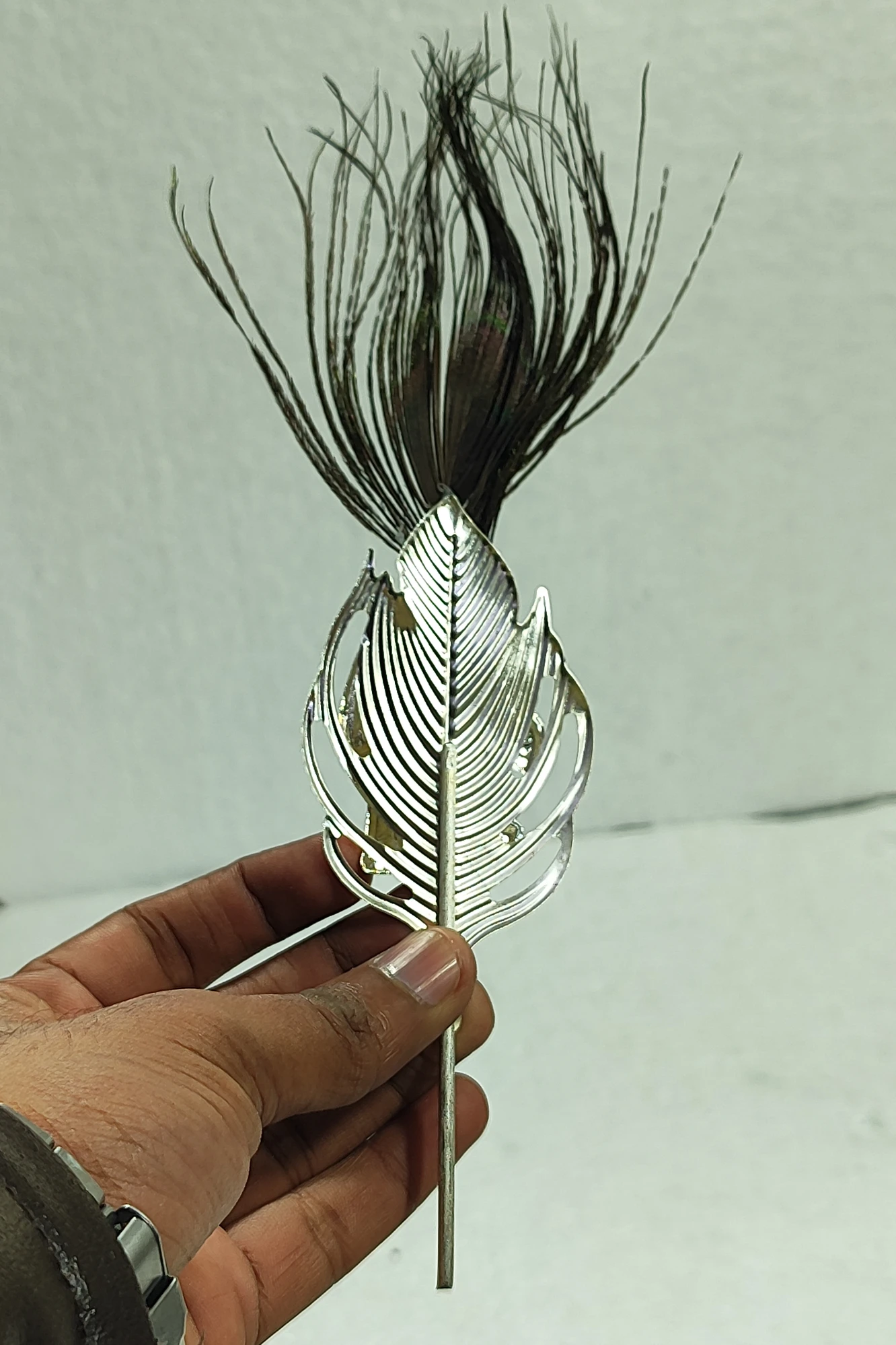 Tilak Stick with peacock feather and Radha Krishan-5.5No-Z11957