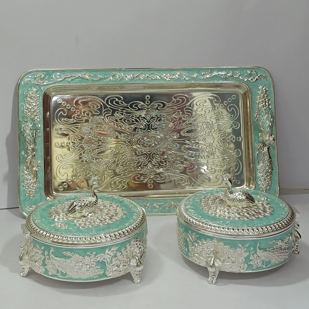 Two Dry Fruits Containers with Tray-15.5No-Z13030