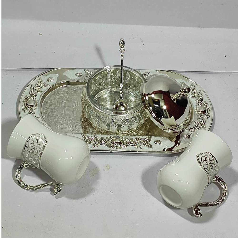 Tray with Cup and Sugar Pot-5No-Z12863