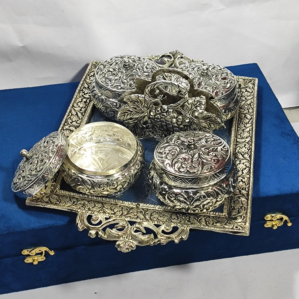 Tray with Dry Fruits Box and Napkin Hokder-16.5No-Z12803