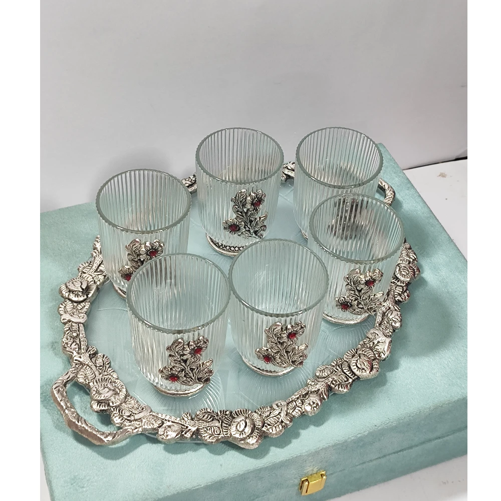 6 Pcs Glass with Tray-14No-Z13107