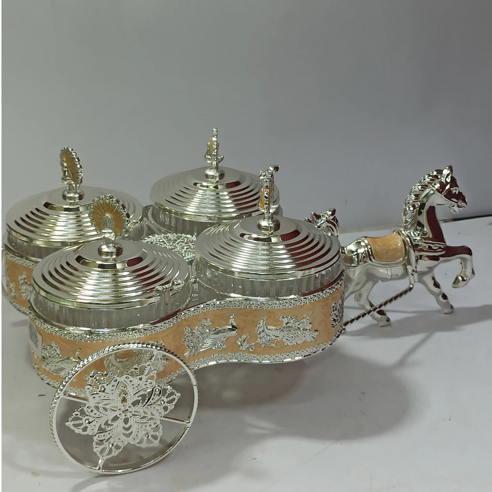 Dry Fruit Container with Horse Cart-16No-Z13169