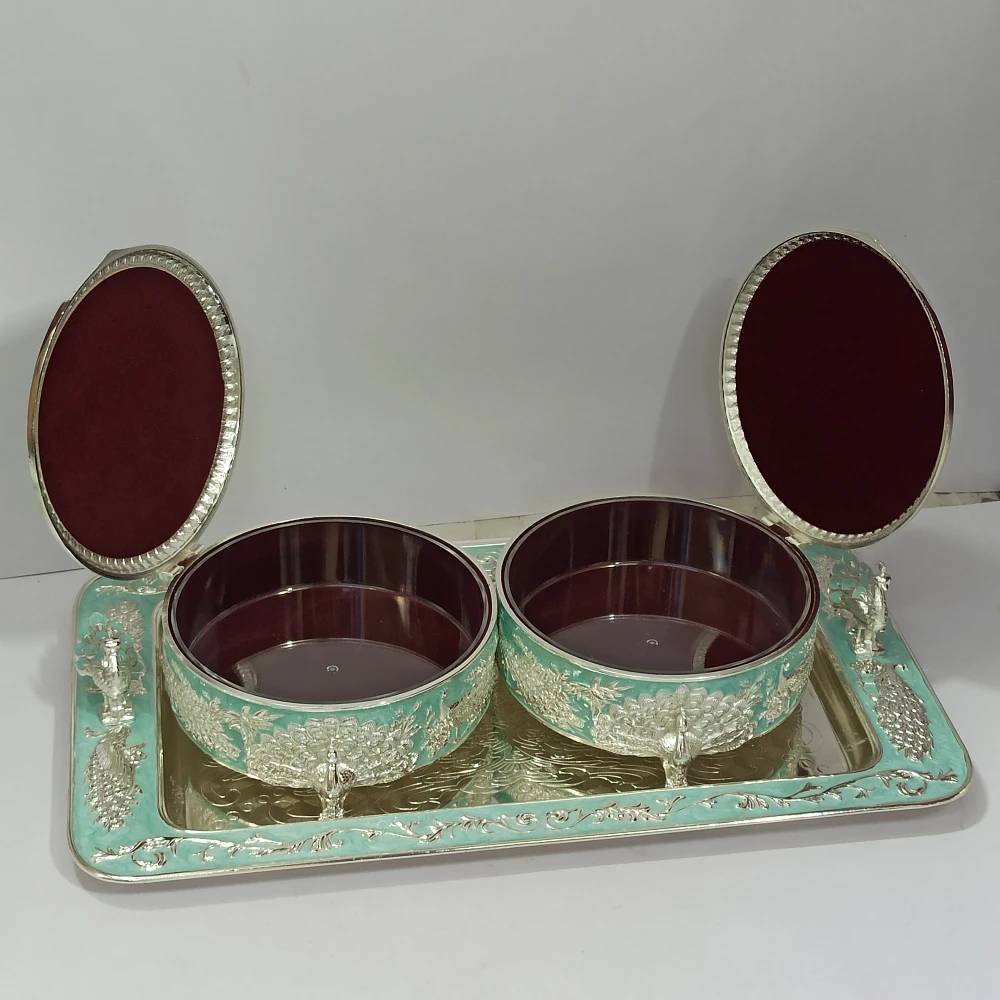 Two Dry Fruits Containers with Tray-15.5No-Z13030