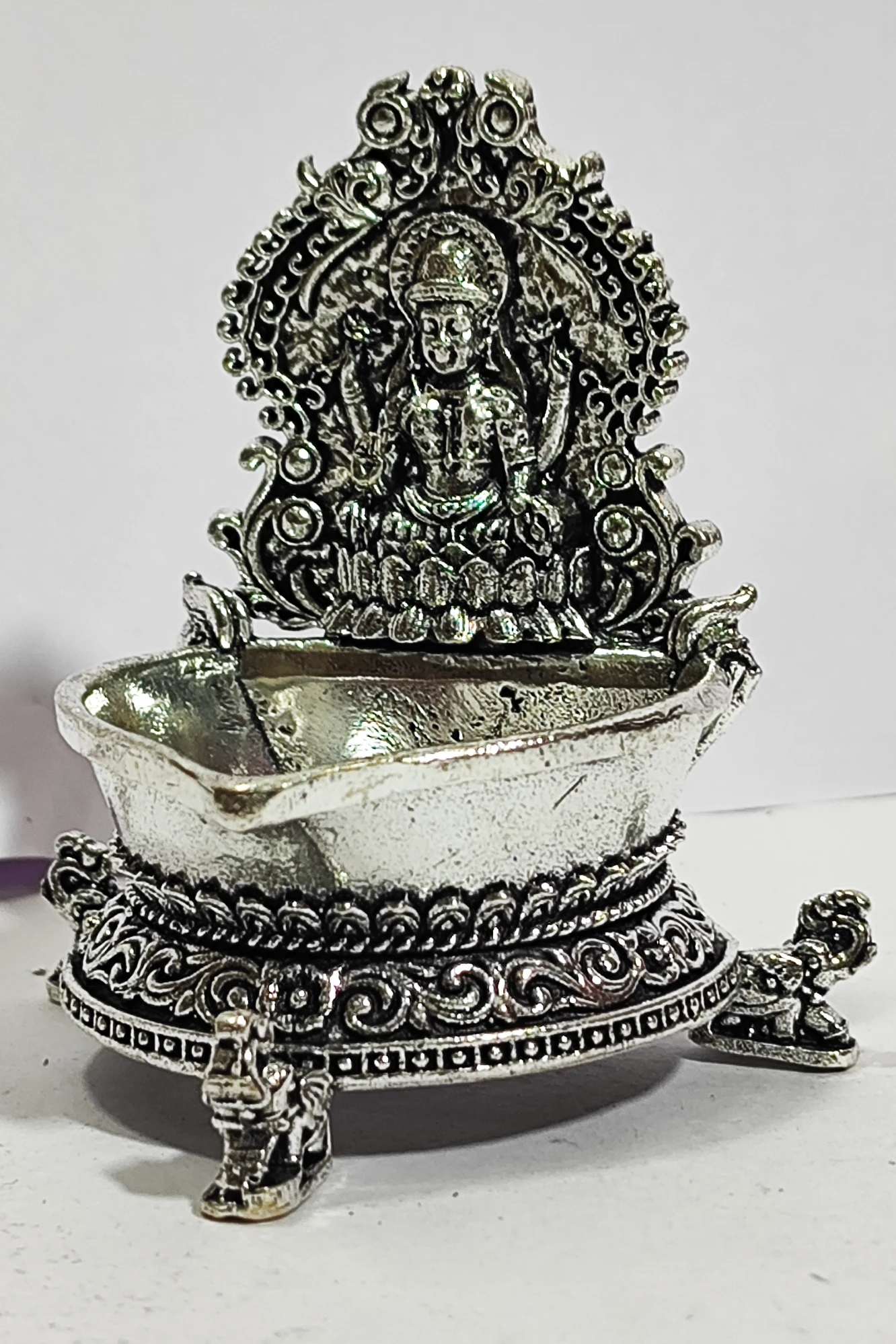 Laxmi with Diya and Elephant-3No-Z12812