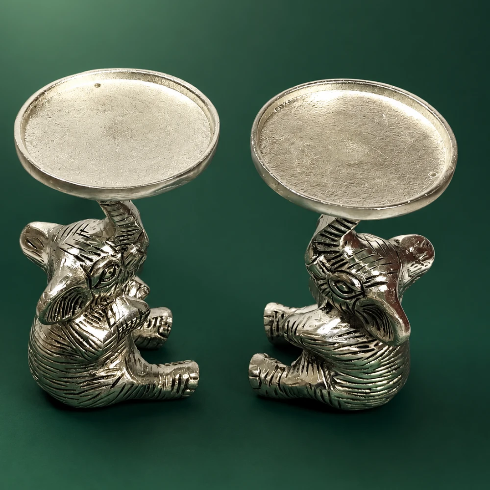 2 Candle Stand with Elephant-6No-Z12924