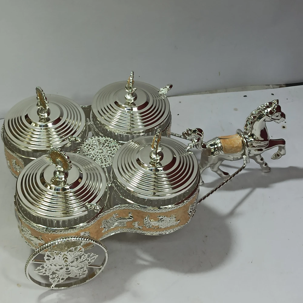 Dry Fruit Container with Horse Cart-16No-Z13169