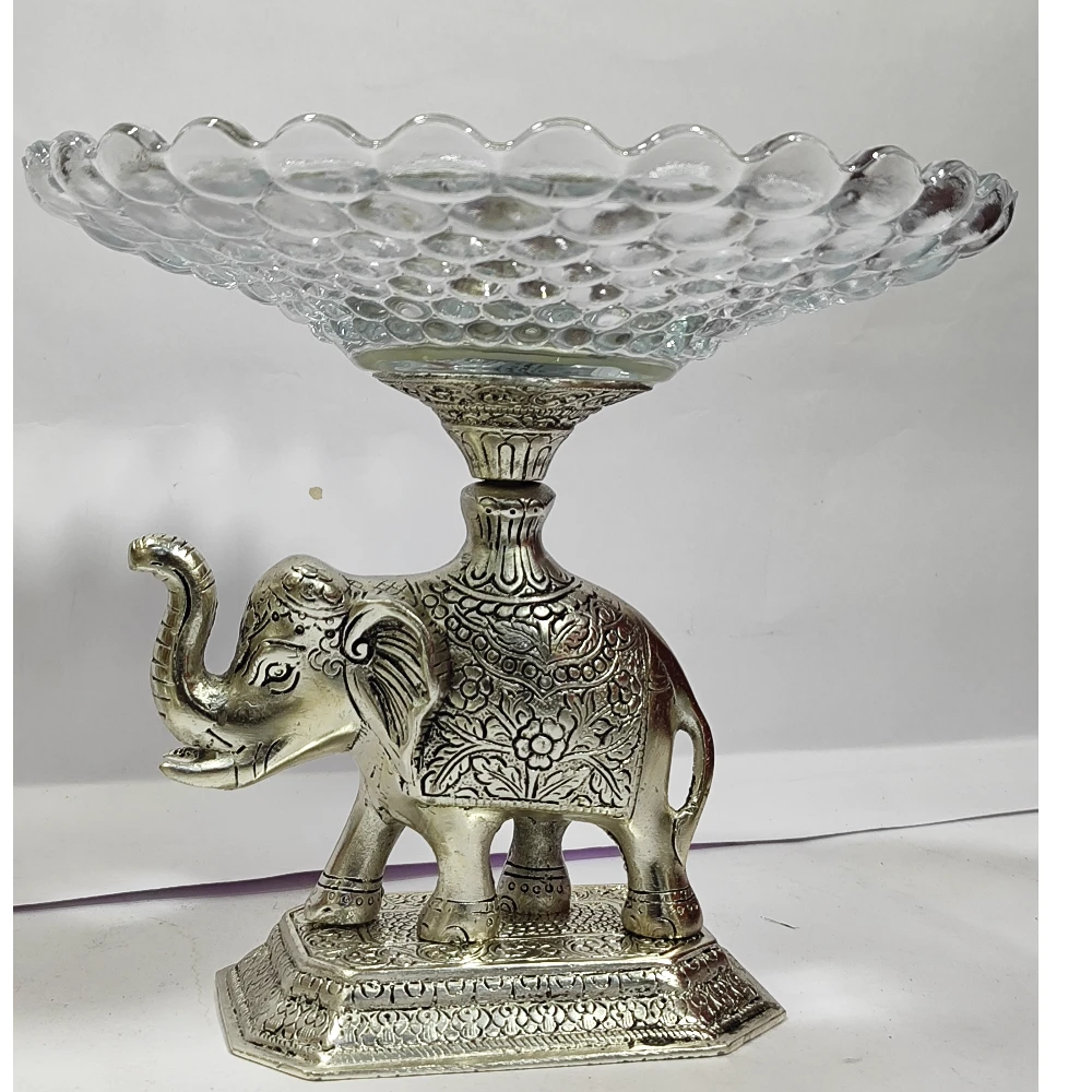 Elephant with Glass Bowl-8No-Z12894