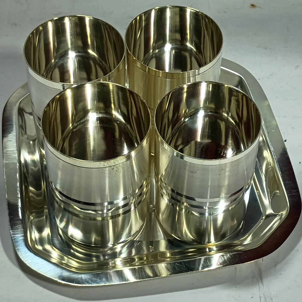 Four Glases  With  Tray-4No-Z11289