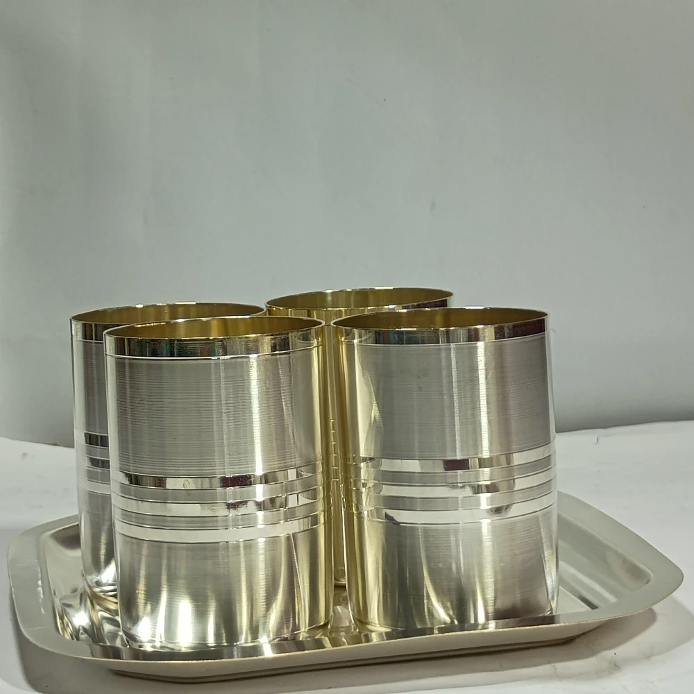 Four Glases  With  Tray-4No-Z11289