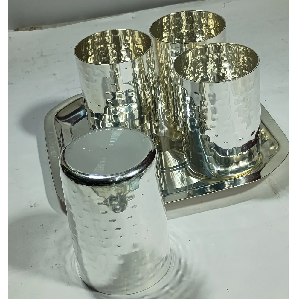 Four Glases  With Tray-4No-Z12435