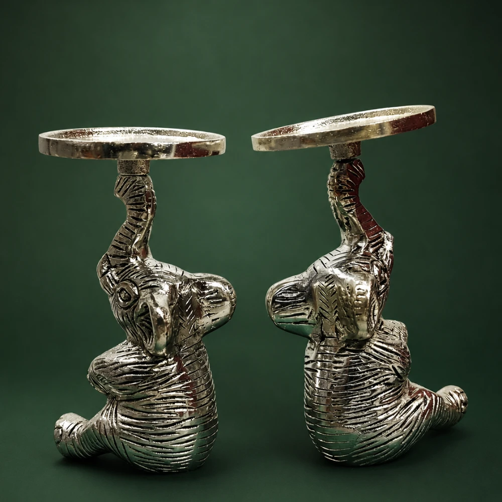 2 Candle Stand with Elephant-6No-Z12924