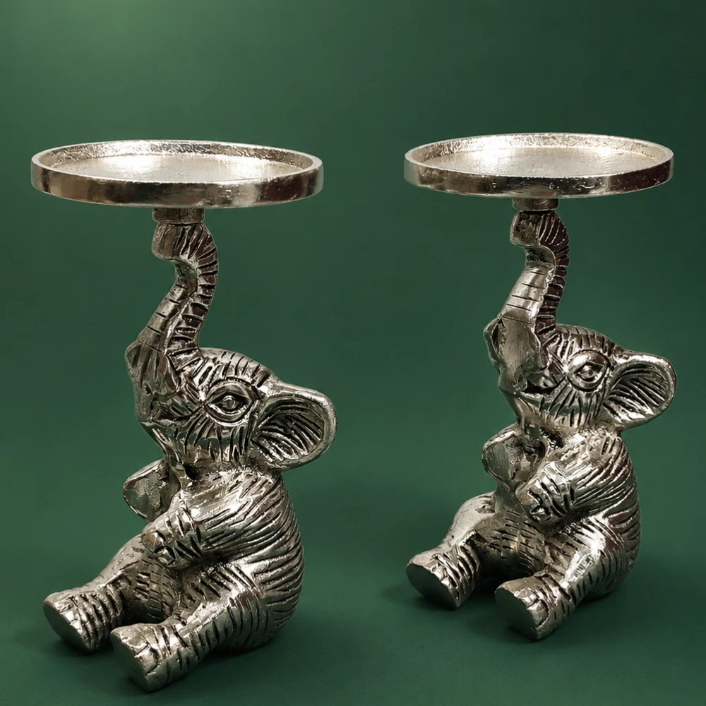 2 Candle Stand with Elephant-6No-Z12924