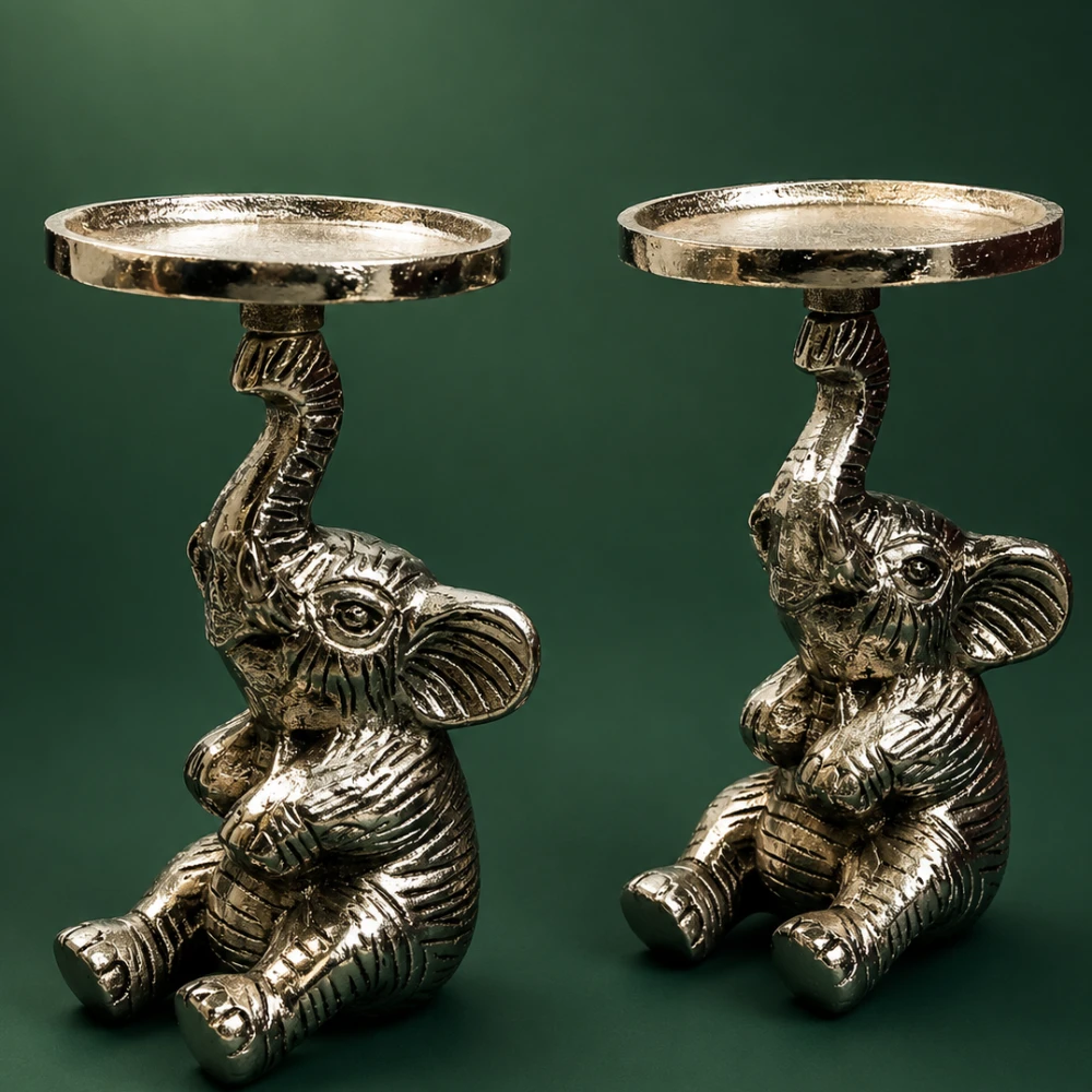 2 Candle Stand with Elephant-6No-Z12924