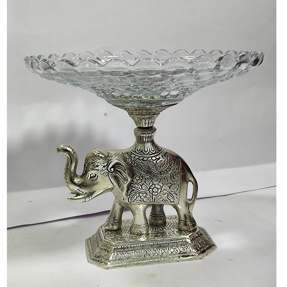 Elephant with Glass Bowl-8No-Z12894