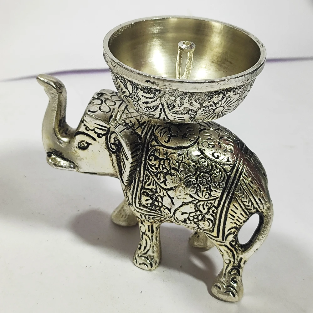 Elephant with Akhand Diya-4No-Z12857