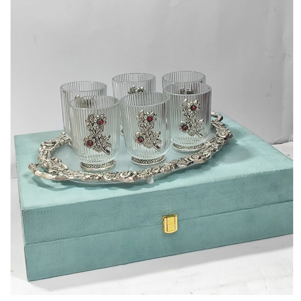 6 Pcs Glass with Tray-14No-Z13107