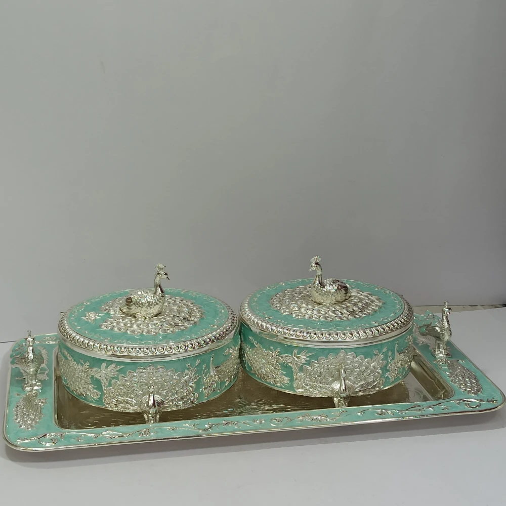 Two Dry Fruits Containers with Tray-15.5No-Z13030