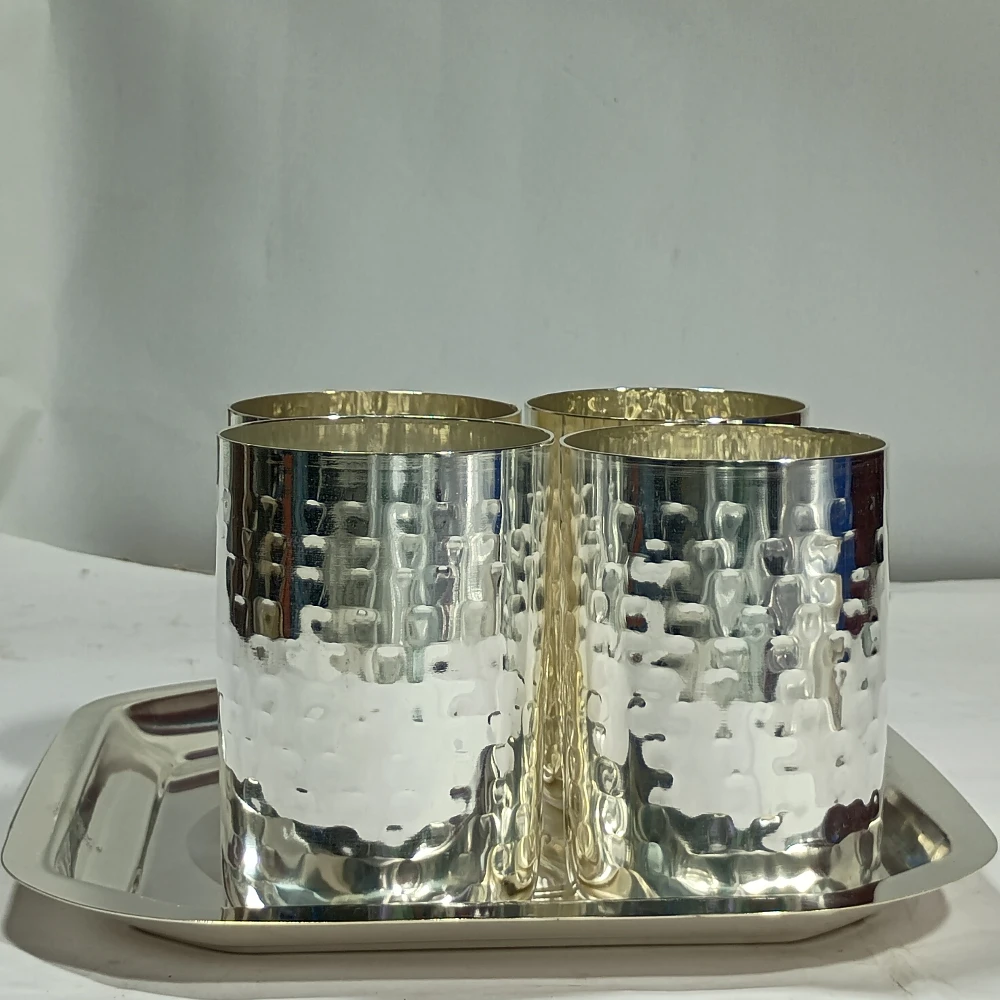 Four Glases  With Tray-4No-Z12435