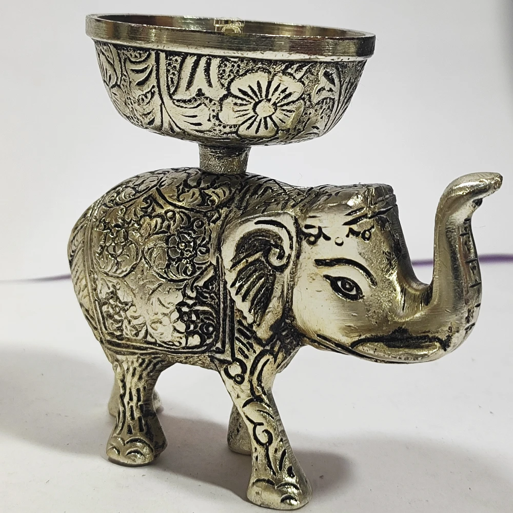 Elephant with Akhand Diya-4No-Z12857