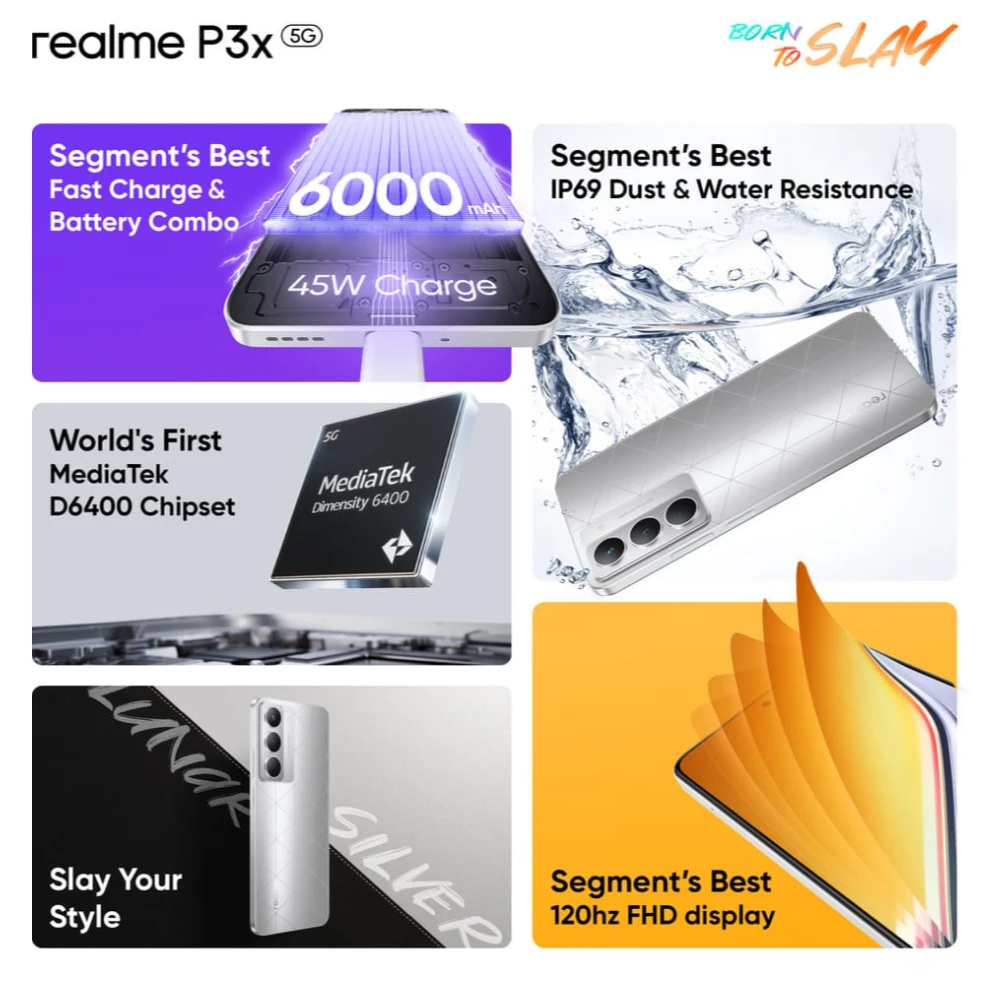 Realme P3x 5G (Lunar Silver, 128 GB)  (6 GB RAM)