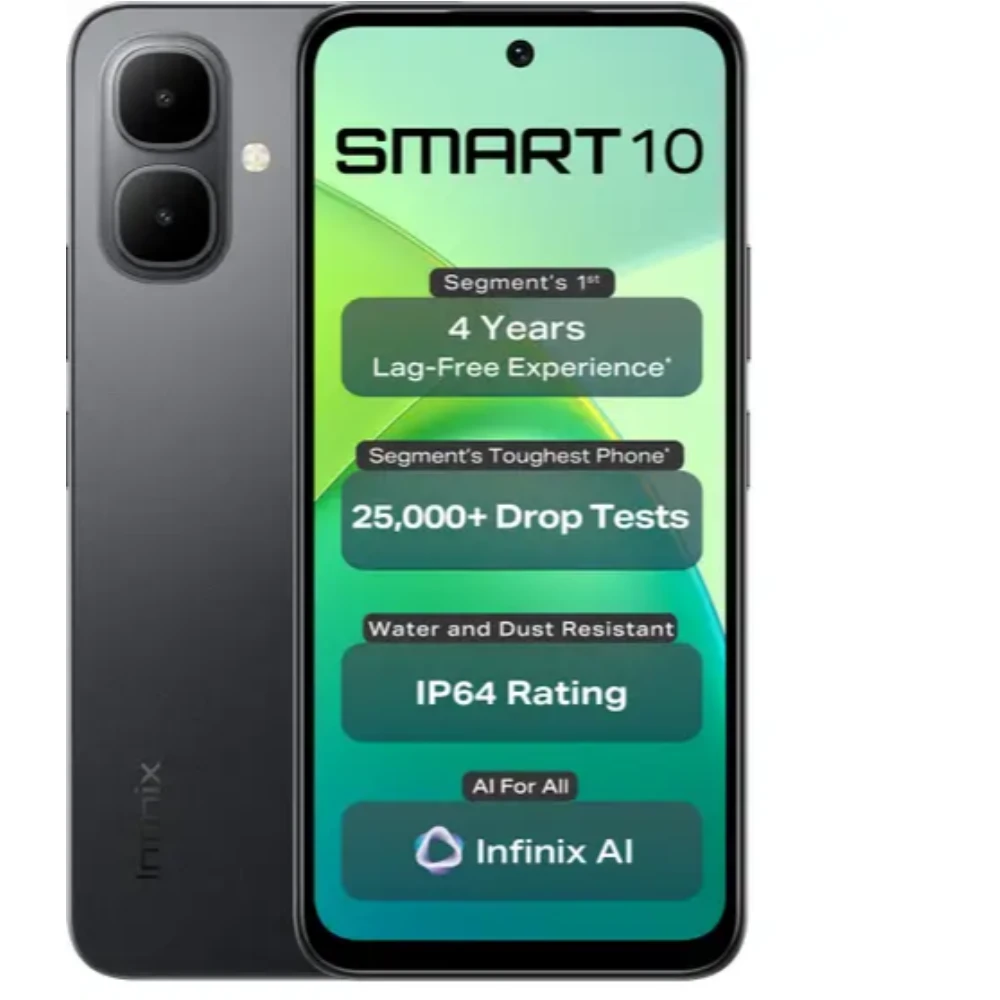 Infinix SMART 10 (Sleek Black, 64 GB)  (4 GB RAM)