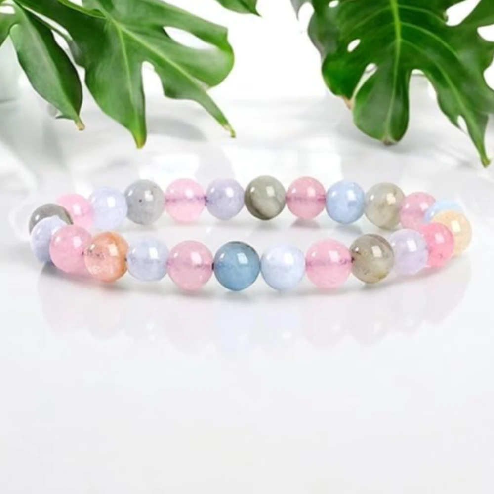 Agatesvibe Natural Certified 8mm Healing Crystal Bracelet | Unisex Stretchable Design | Chakra Balancing, Inner Peace & Abundance for Overall Well-being (Pack of 1) (Morganite)
