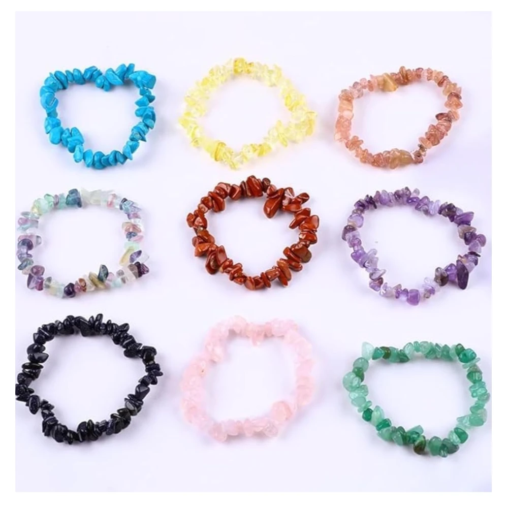 Agatesvibe Crystals Stretch Bracelet Irregular Beads Stretch Healing Crystals Chips Natural Gemstone for Women Jewelry Reiki Meditation (Pack of 1) (Tourmaline)