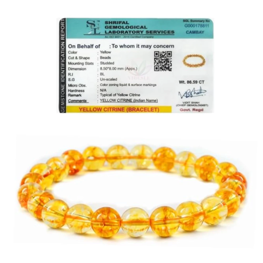 Agatesvibe Natural Citrine Premium Bracelet (Non Heated) – Genuine Polished Round Citrine Crystal Energy Healing Jewelry for Positive Vibes and Abundance (Pack of 1)