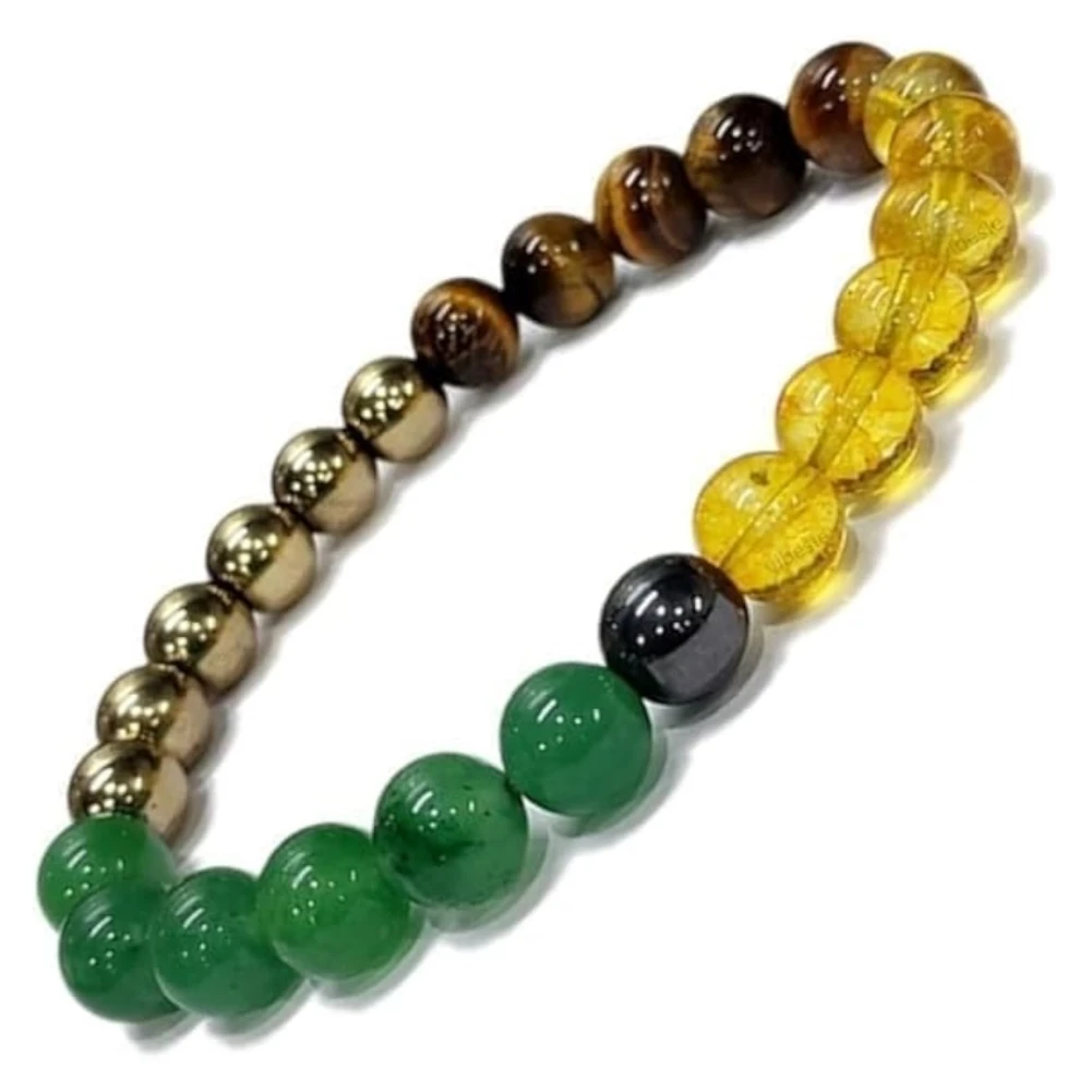 Agatesvibe Money Magnet Bracelet Pyrite, Green Aventurine, Citrine, Hematite, Tiger Eye Stone For Attracting Money, Financial Success, Good Luck, Crystal Healing Natural Gemstone Unisex-Adult