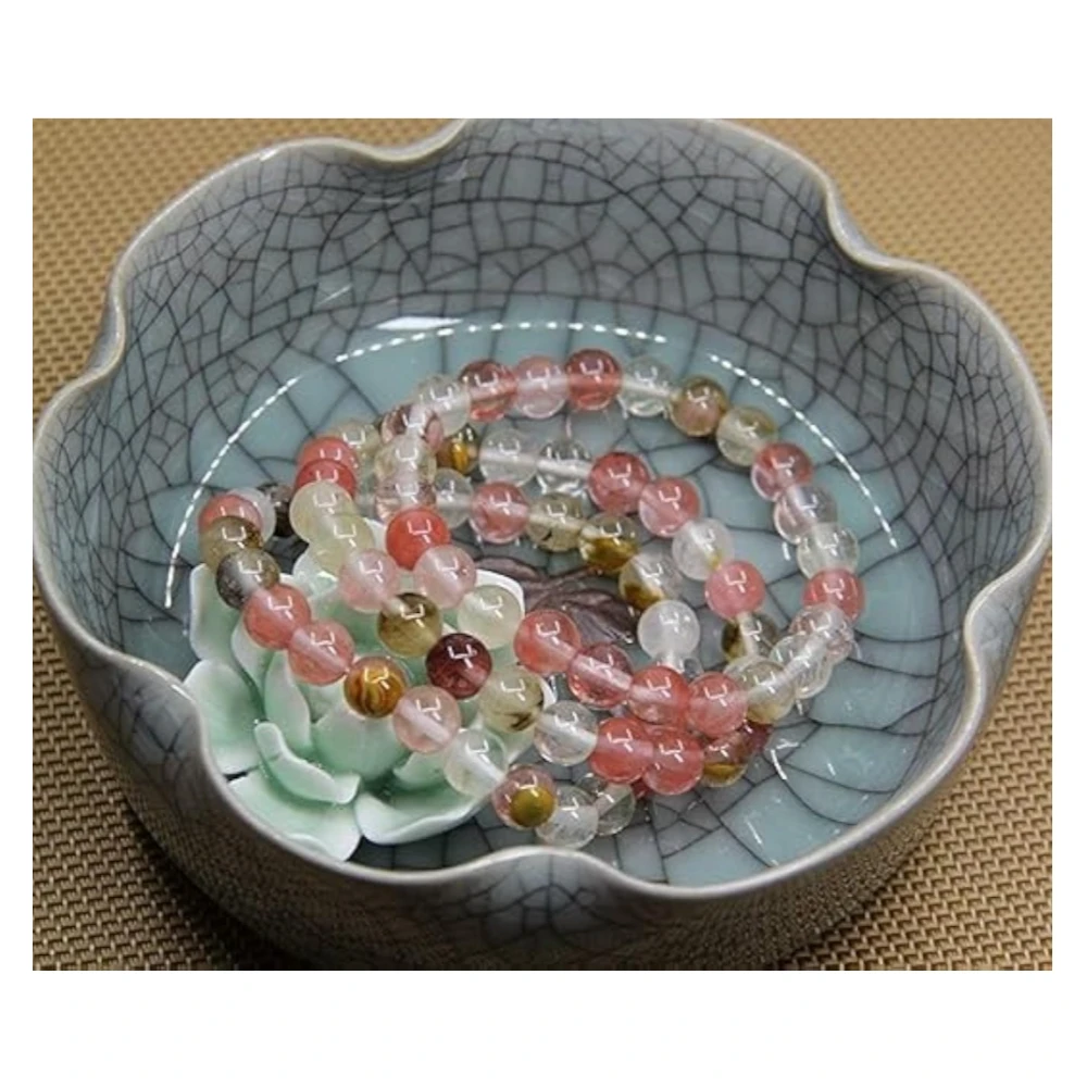 Agatesvibe Handmade Semi-Precious Gemstone Beaded Bracelet – 8mm Round Stretch Bracelet (7") for Unisex (Pack of 1) (Cherry Quartz)