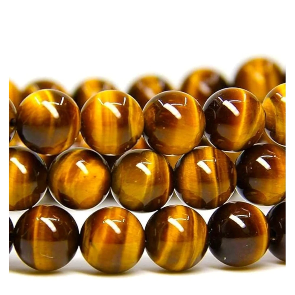 Agatesvibe Handmade Gem Semi-Precious Gemstone 8mm Round Beads Stretch Bracelet – 7" Unisex (Pack of 1) (Golden Tiger Eye)