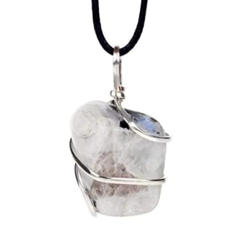 Agatesvibe Healing Crystal Pendant Necklace for Women – Handmade Jewelry with Ethically Sourced Genuine Crystals & Healing Stones (Pack of 1) (Moonstone)