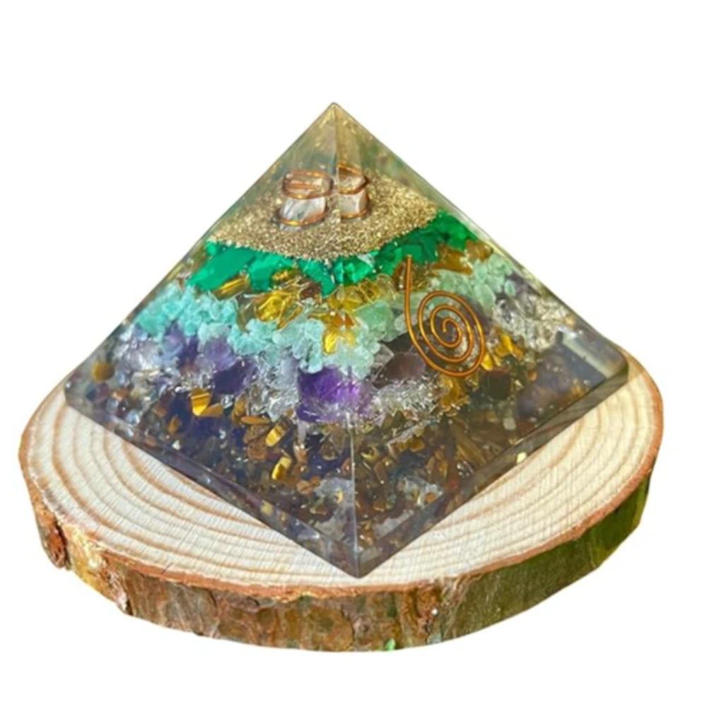 Agatesvibe Money Magnet Orgone Pyramid – Attract Wealth & Prosperity – 8-Element Energy Crystal Pyramid for Abundance, Success, Vastu, Home Decor & Gift Use (Pack of 1)