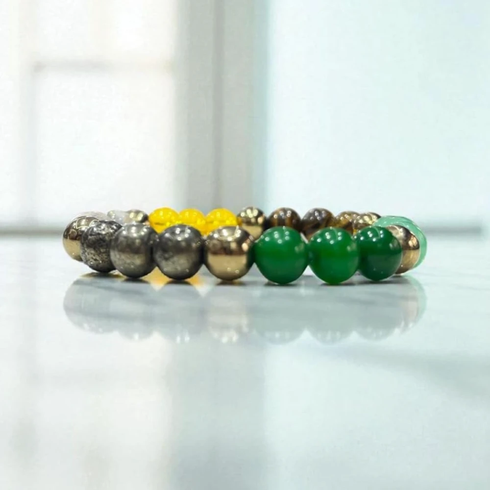 Agatesvibe Certified Dhan Yog Bracelet for Wealth & Financial Prosperity – Powerful Astrology Bracelet for Men & Women Made with Original Pyrite, Citrine & Green Aventurine Stones | Attracts Abundance, Career Growth, and Success (Pack of 1)