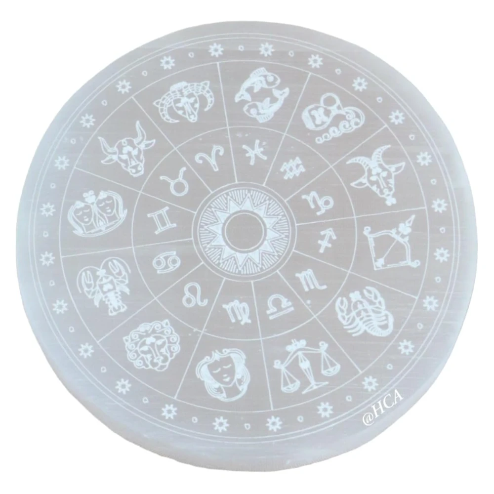 Selenite Charging Plate with Zondic Chakra Symbol (3 INCH)