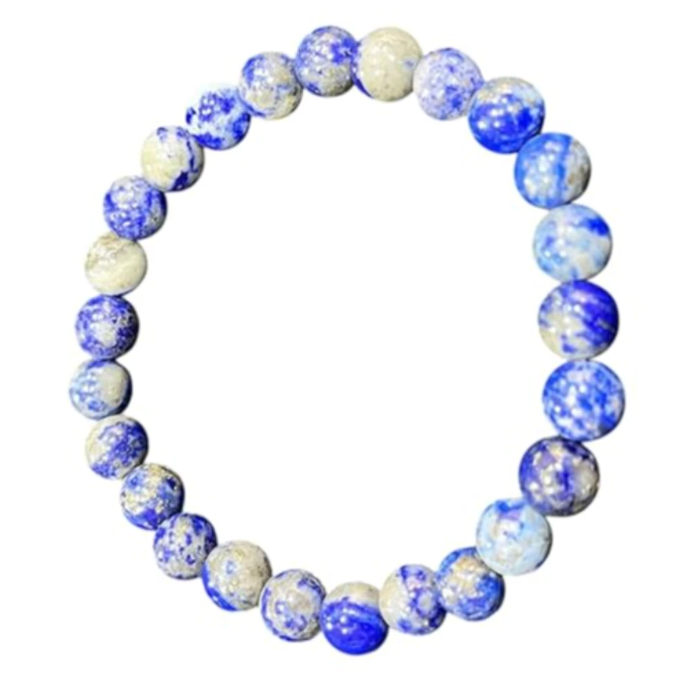 Agatesvibe "Certified Lapis Lazuli Bracelet – A1 Rated Natural Lajward Stone, Premium Round Beads, Unisex Healing Crystal Bracelet for Men & Women (Pack of 1)