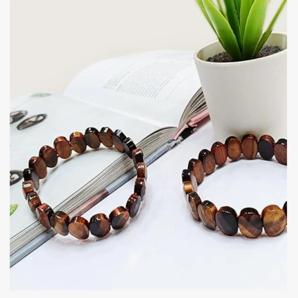 Agatesvibe Certified Reiki Healing Gemstone Bracelet – Tiger Eye, Aventurine, Amethyst & Jade Bangle Natural Tiger Eye & Amethyst Gemstone Bracelet – Vastu Expert Charged Healing Bangle (Pack of 1) (Yellow)