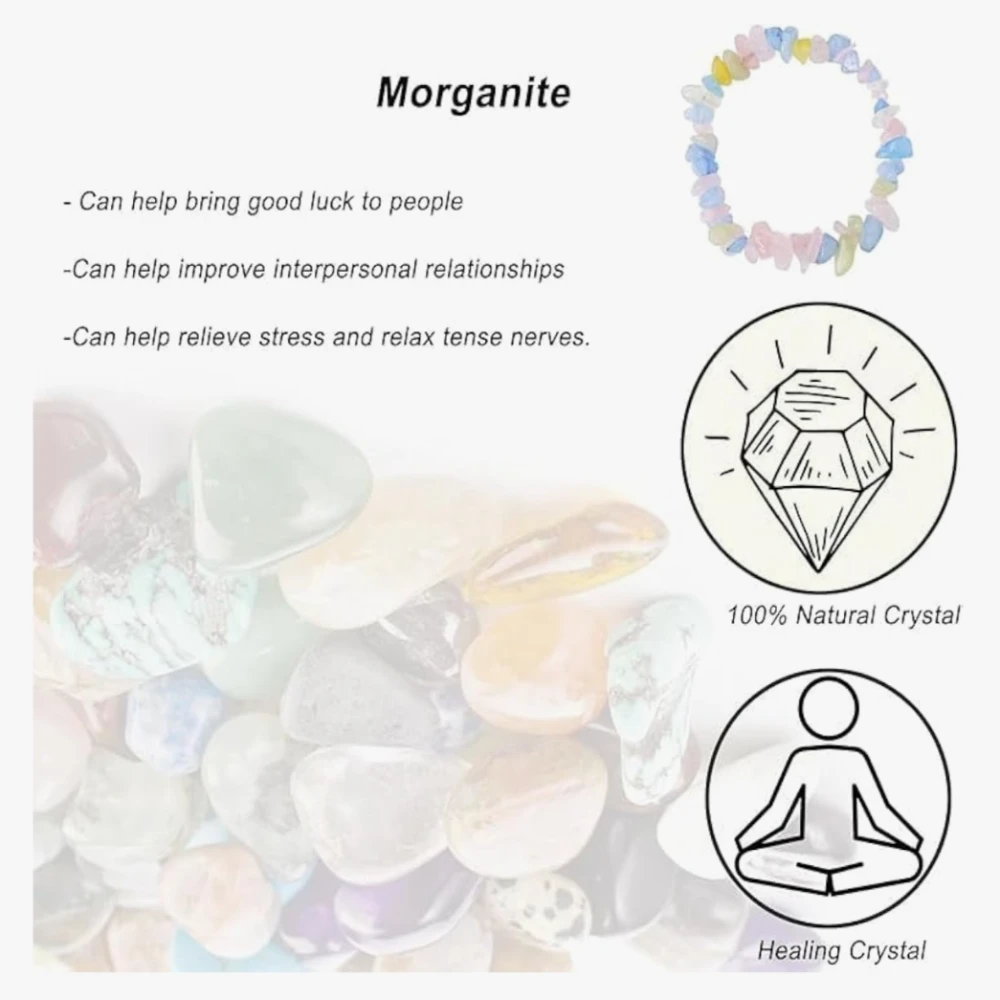 Agatesvibe Crystals Stretch Bracelet Irregular Beads Stretch Healing Crystals Chips Natural Gemstone for Women Jewelry Reiki Meditation (Pack of 1) (Morganite)