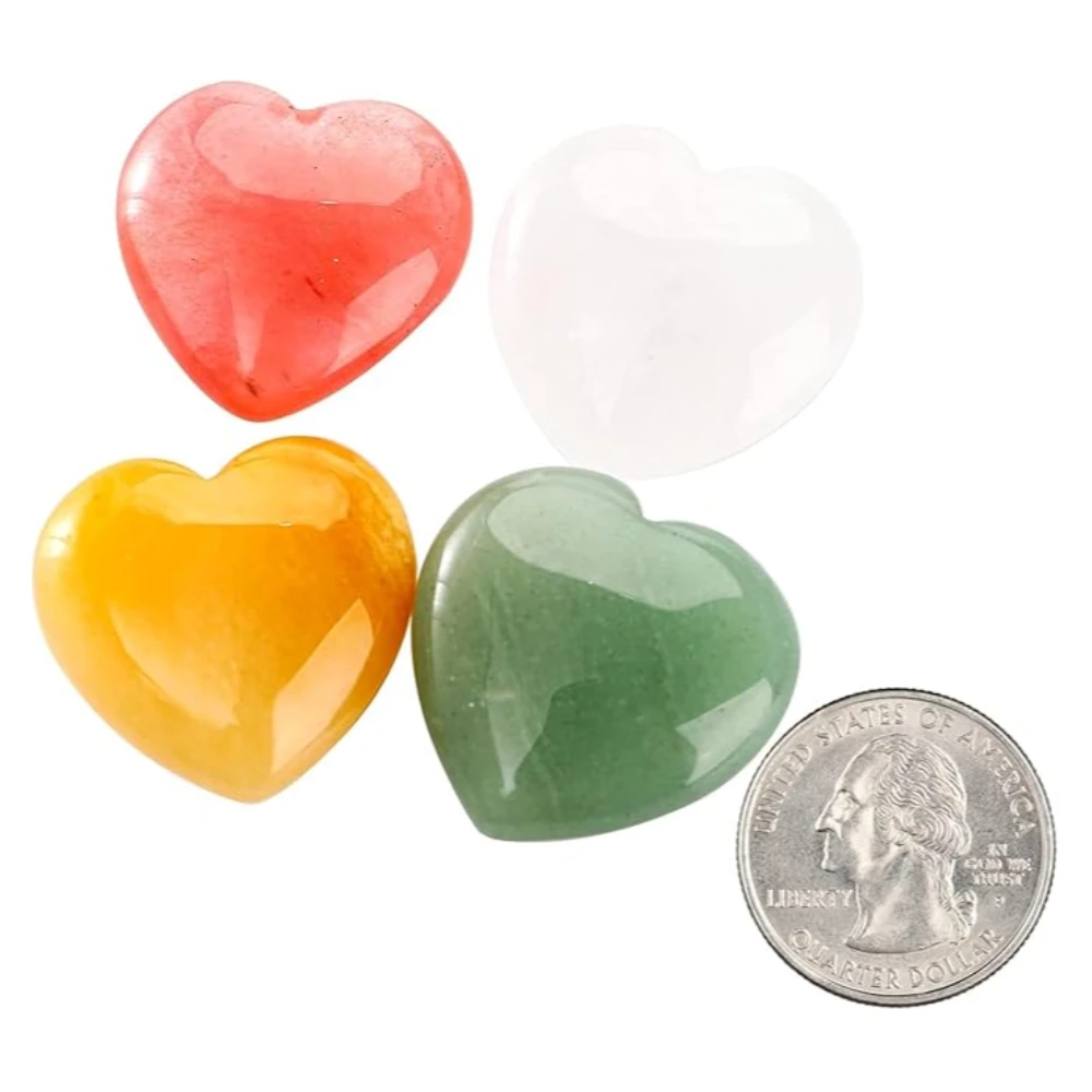 Agatesvibe 12 Pcs 1 Inch Heart Shaped Stones, Natural Heart Love Worry Stones, Chakra Healing Crystal Set for Balancing Reiki Healing Meditation Massage Energy Yoga and Decoration, 12 Colors